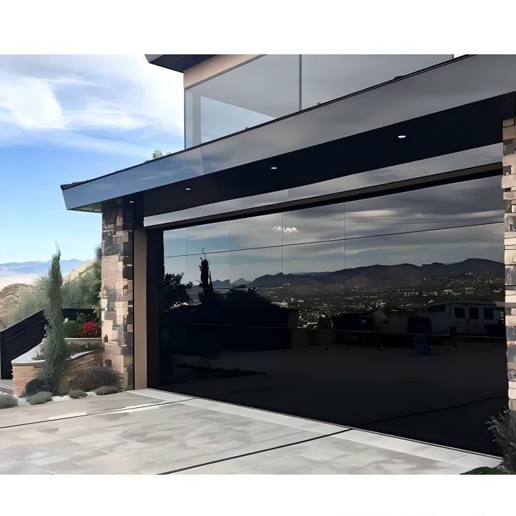 Sunnysky Automatisk sektionsdør i aluminium, rammeløs garageport i høj kvalitet, moderne design, hærdet spejlglas