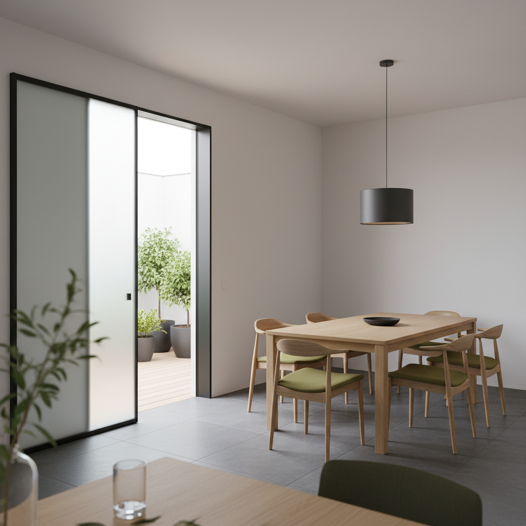RG40 Aluminium Skjult Spor Vindtæt Slank Ramme Indvendig Glas Skydedør