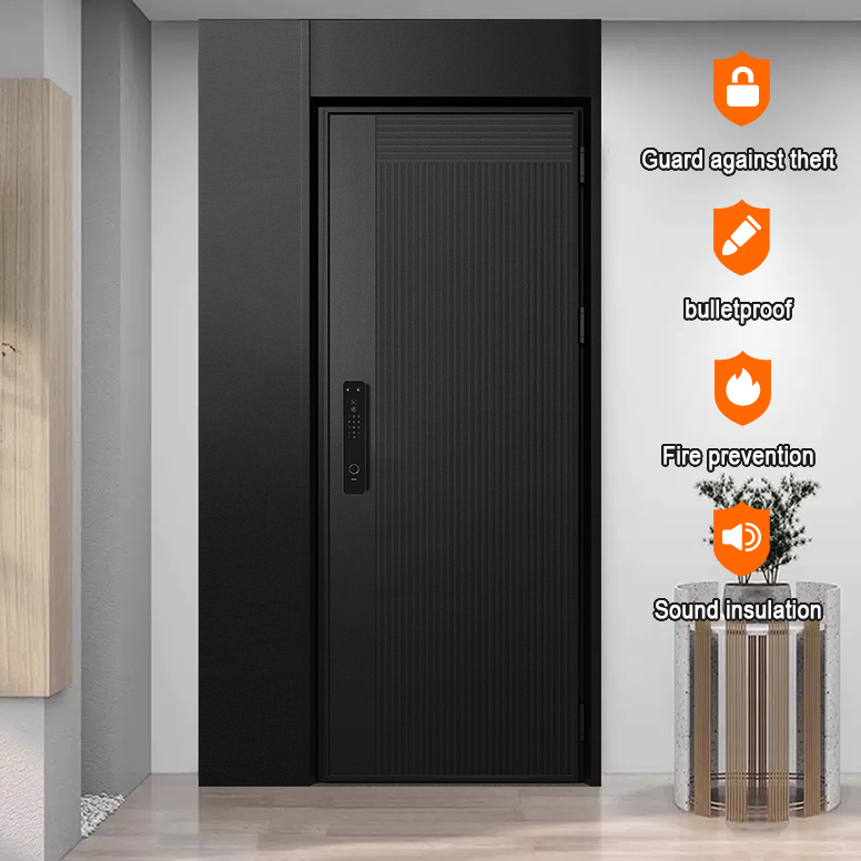 Høj kvalitet, moderne, lydisolerede, brandsikre, indbrudssikre, præcisionsskårne aluminiumsplader, udvendige ståldøre til hjemmet