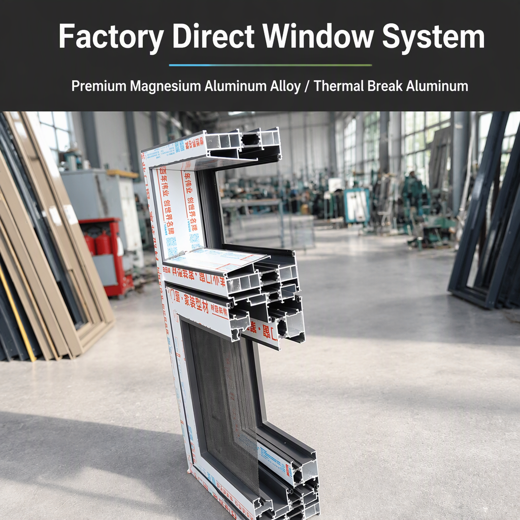 Thermal Break Aluminum Windows Doors Sunroom Series Casement Sliding Folding Panoramic Glass