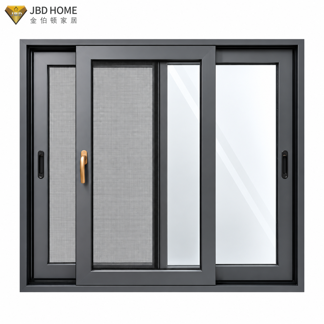Moderne skydevinduer i aluminium, specialfremstillet, vandret glasvindue med holdbar pulverlakeret ramme til private hjem
