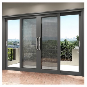 Tilpasset tyk aluminiumsramme Kina moderne skydedør til terrasse Villa udendørs hærdet glas aluminium skydedøre til salg