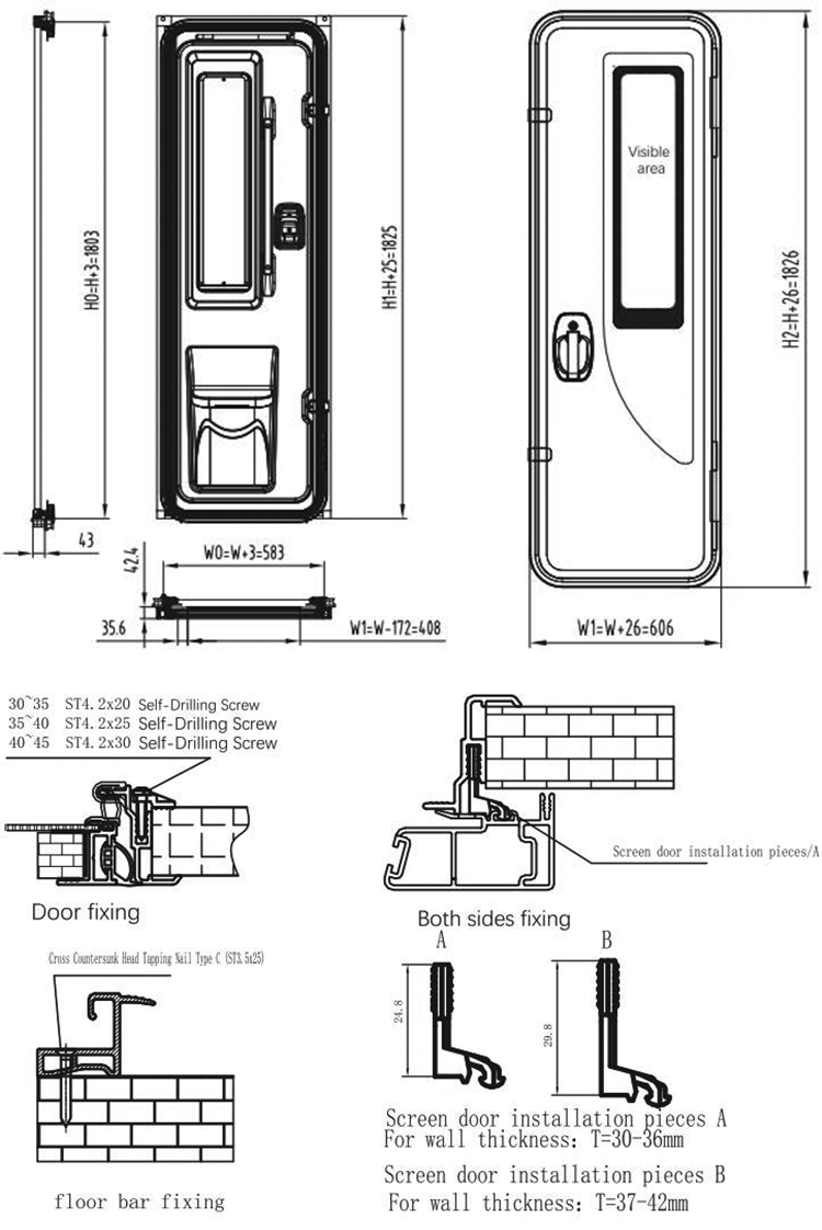 Jishun Caravan Aluminum Passenger Mosquito Screen RV Door