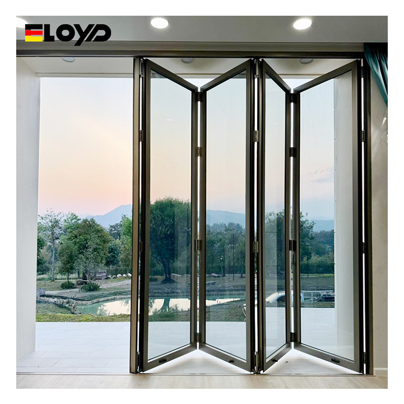 Eloyd Hot Sale Foldbart Harmonika Stål Glasdør Skydedør Aluminium Myggenet til Badeværelse med Lydisolering