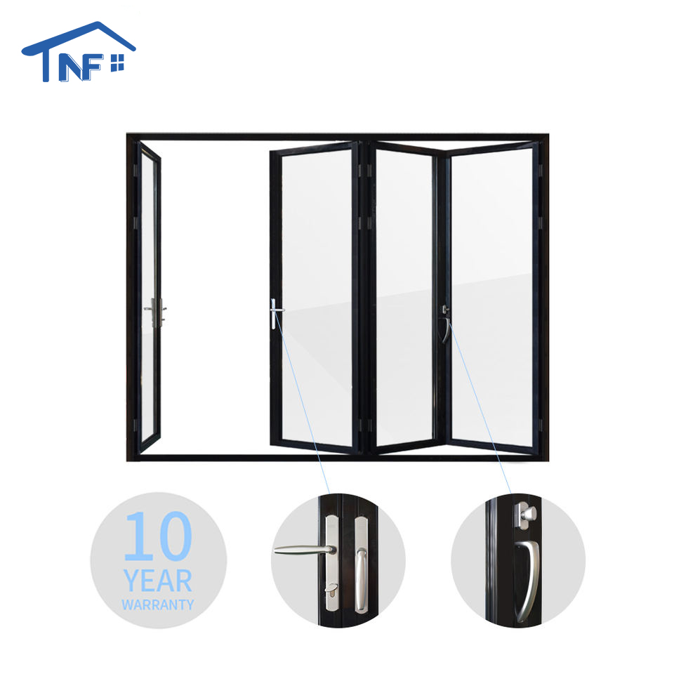 NFRC Amerikansk tilpasset moderne dobbeltglaseret bifold udvendig aluminiumsdør Terrasse aluminium foldedør i glas
