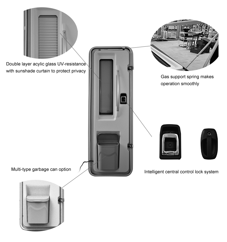 Jishun Caravan Aluminum Passenger Mosquito Screen RV Door