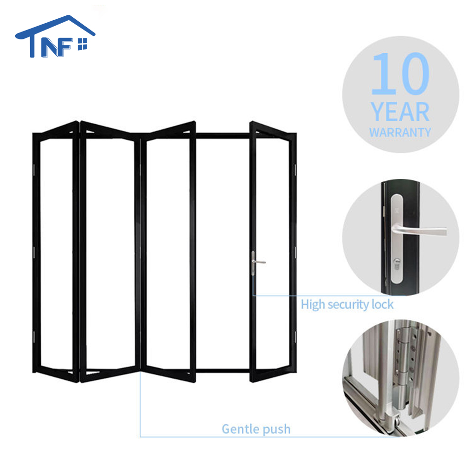 NFRC Amerikansk tilpasset moderne dobbeltglaseret bifold udvendig aluminiumsdør Terrasse aluminium foldedør i glas