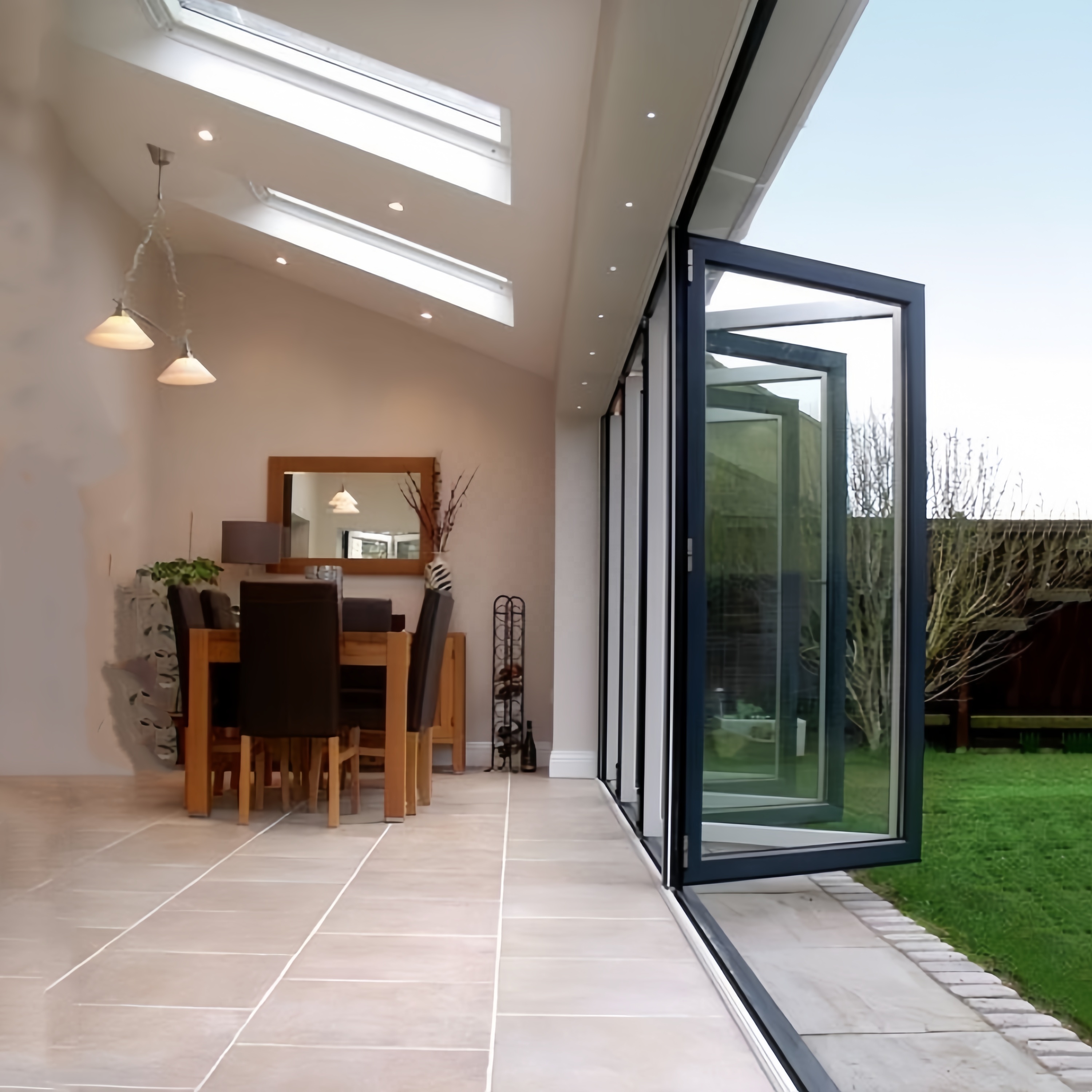 Tilpasset veranda udvendig harmonika bifold dør glas skydedør terrasse bifold flere paneler aluminium bifold dør til salg