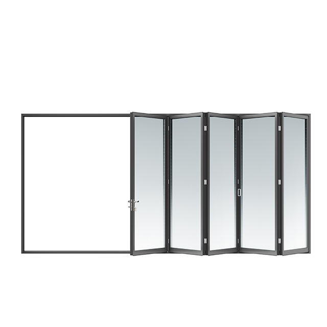Udvendige eller indvendige døre og vinduer Hængslet indgang Foldbar harmonikaskydedør i aluminium med glas Foldbar foldedør