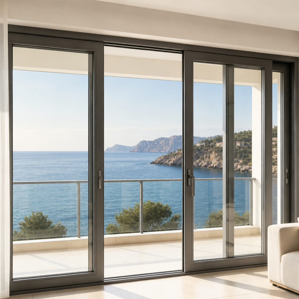 Brugerdefinerede aluminiums kraftige dobbeltglas udendørs terrasse skydedøre termisk brudt løfte- og skydedør til huse