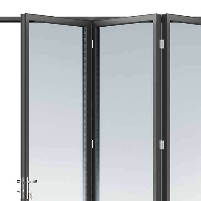 Udvendige eller indvendige døre og vinduer Hængslet indgang Foldbar harmonikaskydedør i aluminium med glas Foldbar foldedør