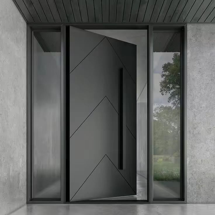 Moderne drejedør med tyverisikret minimalistisk aluminiumsfinish til udendørs brug i lejligheder og villaer