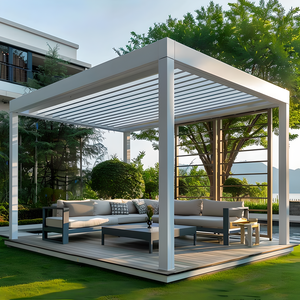 Sommer udendørs terrasse Elektriske blade Aluminium Pergola Aluminium Pavillon Havebygninger Udendørsmøbler