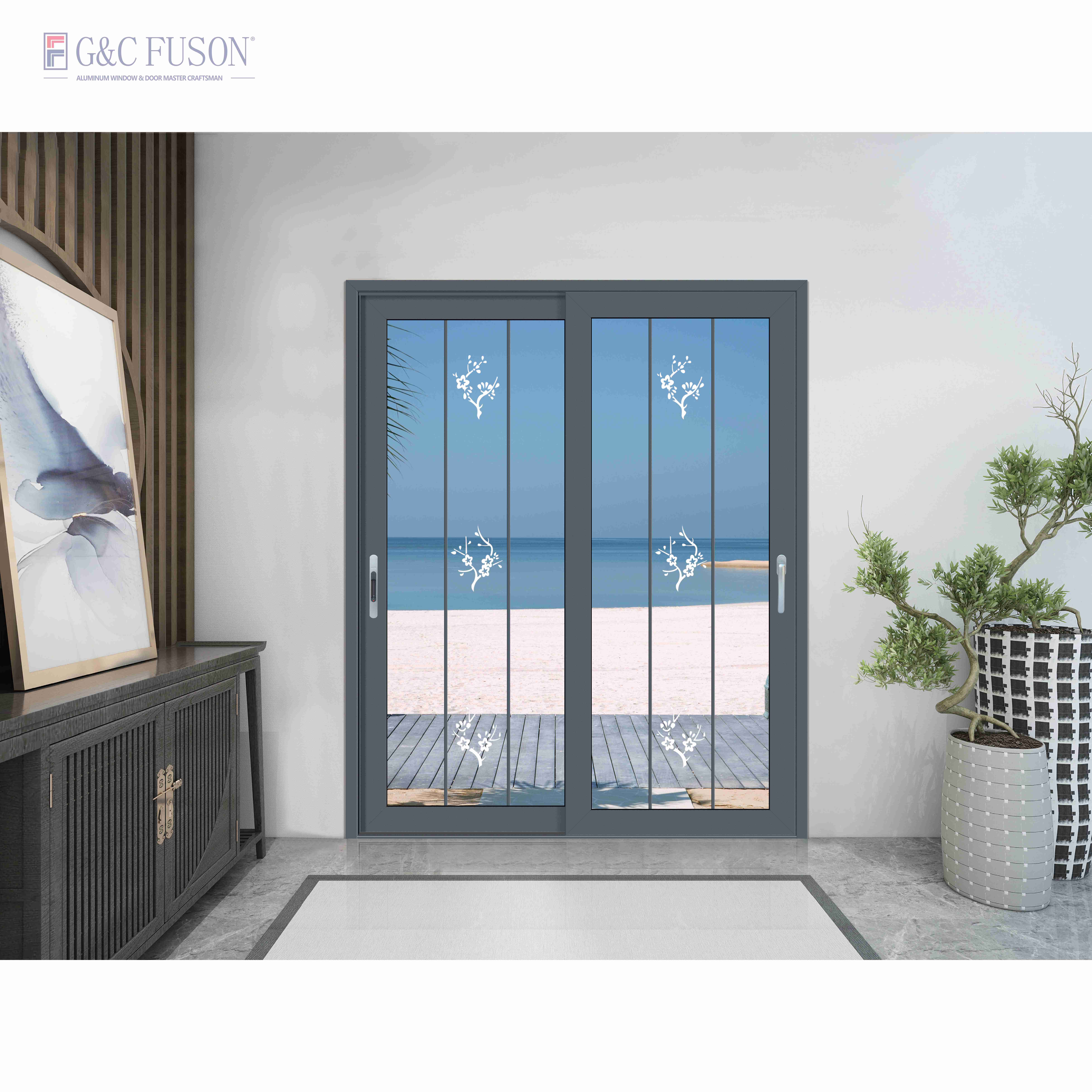 Enkelt design i bystil Beboelseshus Kommercielt Kraftig termisk brudt automatisk skydedør Aluminium terrassedør med glas