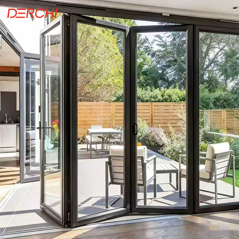 USA Standard Udendørs Aluminium Vertikal Stabeldør Dobbelt Hærdet Glas Isoleret Vandtæt Terrasse Balkon Bi-Foldedøre