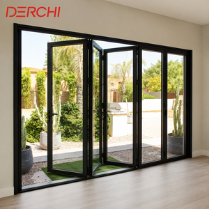Moderne høj aluminium dobbeltglas harmonika stor stor bifold lang bifold skydedør udvendig hovedindgang terrassefoldedør