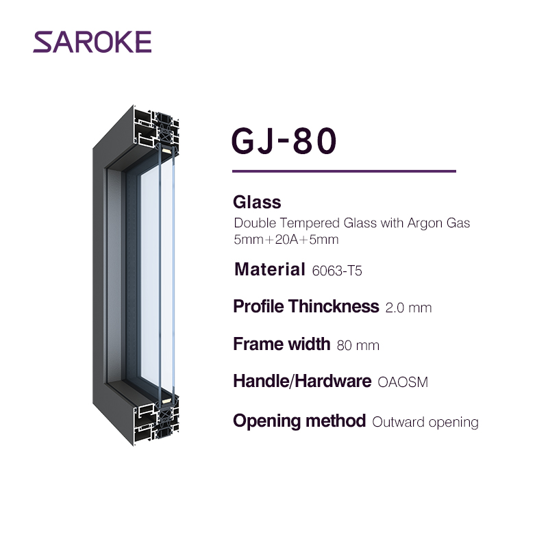 1,5 x 1,5 6x8 Badeværelse med tre lag Rektangulært glas Faste vinduer i aluminium