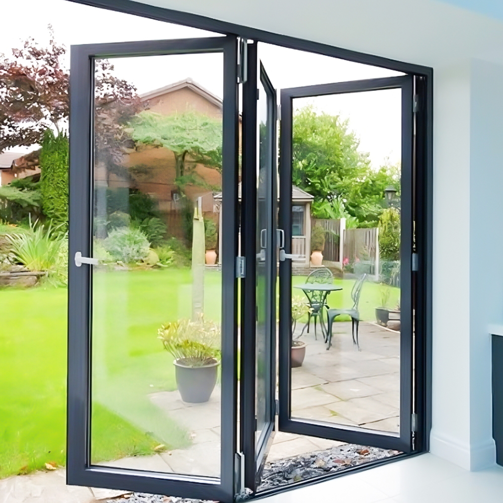 Landsharp Factory Rustfrit Stål Myggenetdøre Foldbar Dobbeltglas Glas Aluminium Bifolddør