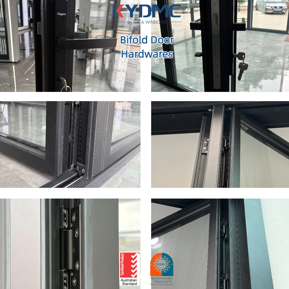 Stort glaspanel aluminiumslegering dobbeltfoldedøre lamineret glas NFRC foldbar til terrasse balkon have veranda dobbeltfoldedør