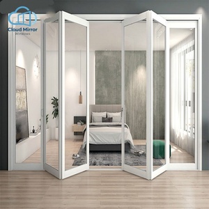 Europæisk stil, moderne, ren hvid aluminiumsdør, hærdet glas, fuld visning, foldbar, skydedør, udvendig badeværelsesindgang