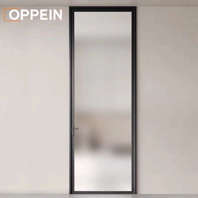 OPPEIN Moderne Matteret Glas Indvendig Dør Slank Aluminiumsramme Privatlivsdør til Hotellejlighed Kommerciel Projektentreprenør