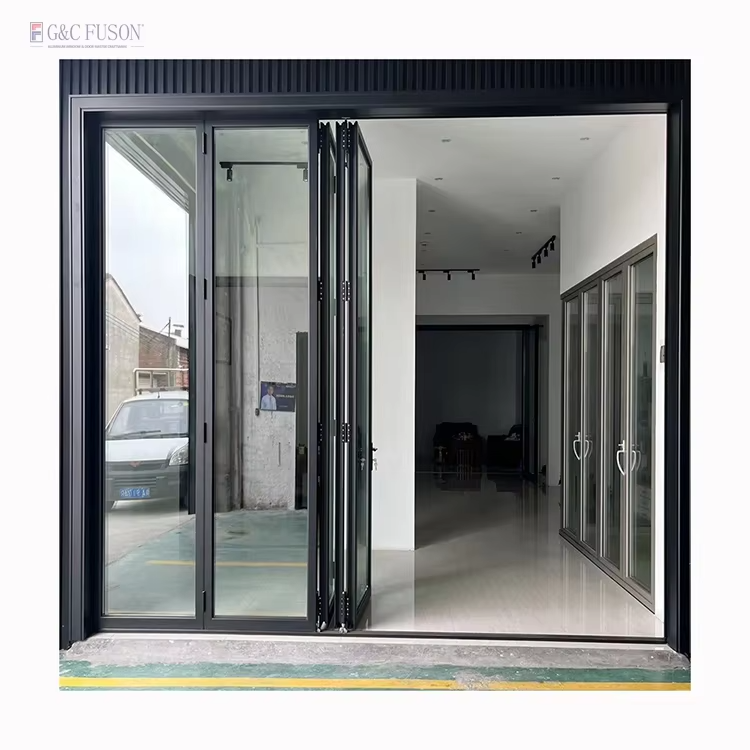 Premium kvalitet aluminiums bifold døre enkel stil specialpakning vandtæt foldbar glasåbning til stue
