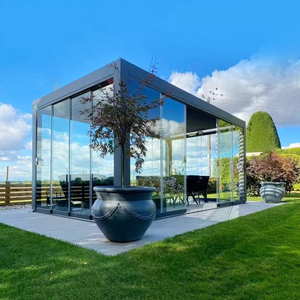 Ny design skydedør i glas terrasse aluminium udendørs rammeløs skydedør i glas til lysthus