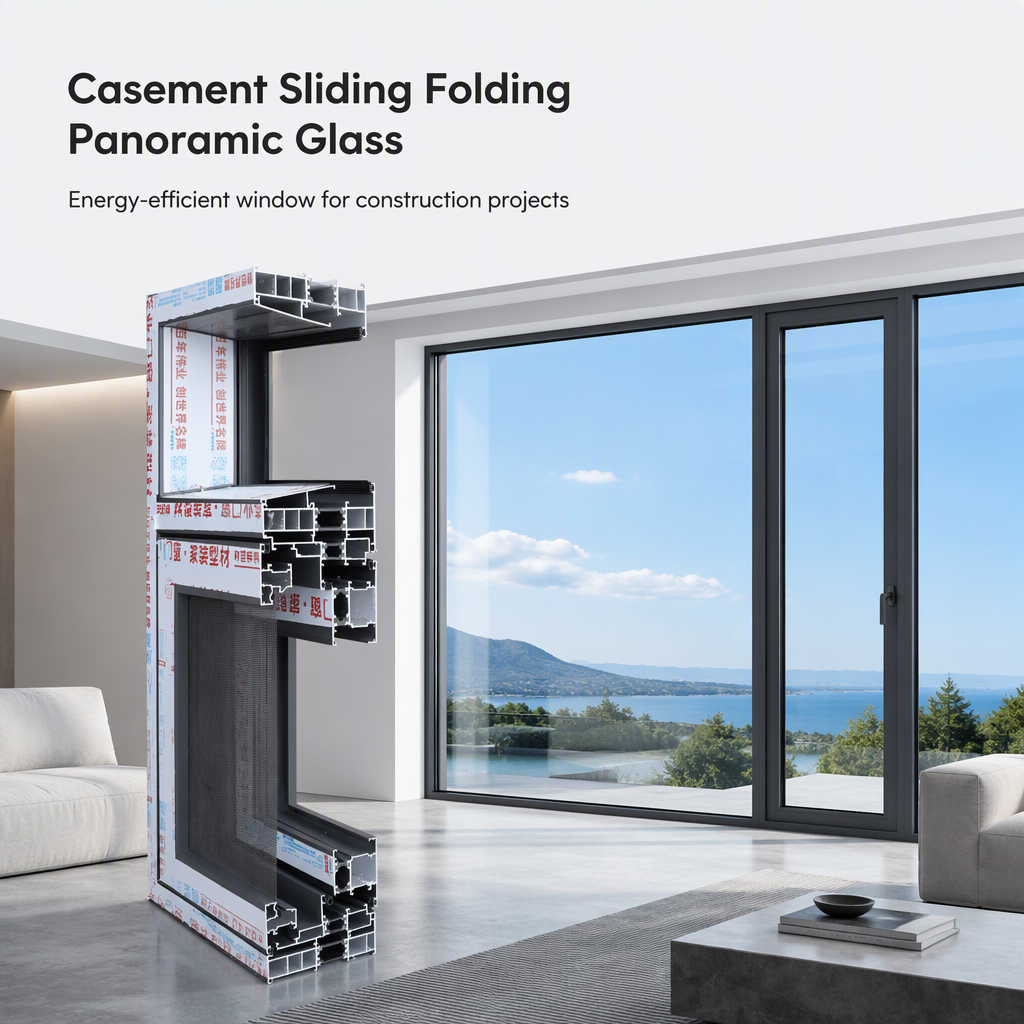 Thermal Break Aluminum Windows Doors Sunroom Series Casement Sliding Folding Panoramic Glass