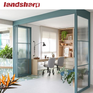 Landsharp Factory Rustfrit Stål Myggenetdøre Foldbar Dobbeltglas Glas Aluminium Bifolddør
