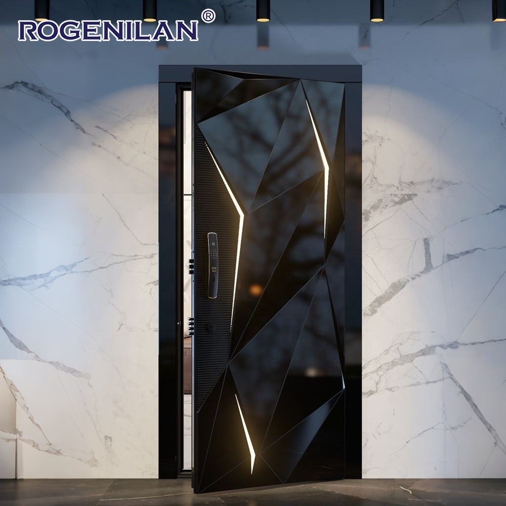 Rogenilan Factory Custom Lydisolerede Aluminium Pivot Udvendige Døre Udvendig Træstruktur Finish Hoveddør til Salg