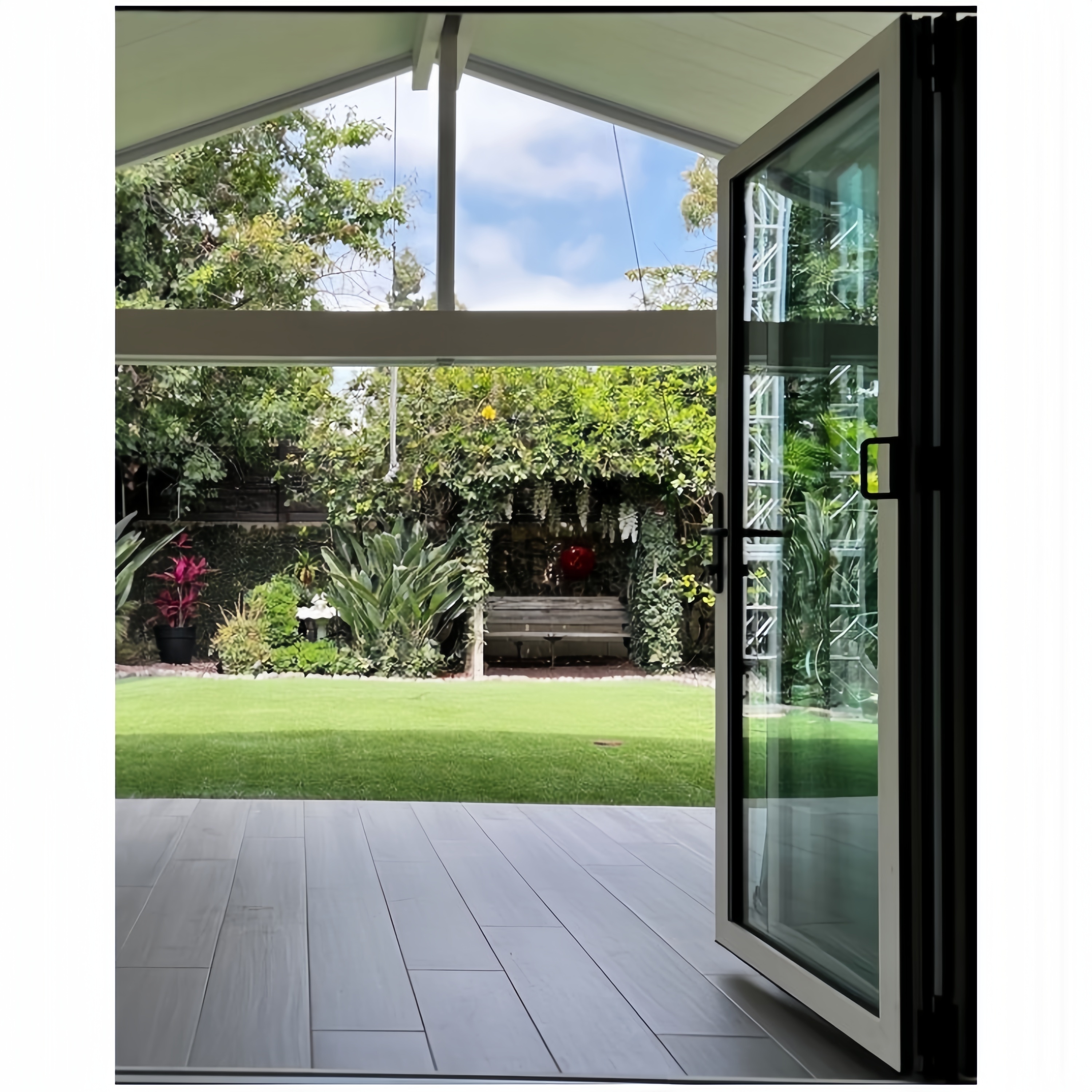 Tilpasset veranda udvendig harmonika bifold dør glas skydedør terrasse bifold flere paneler aluminium bifold dør til salg