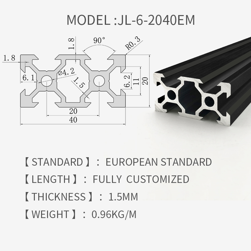 Fabrikssalg af høj kvalitet 2040 industrielt aluminiumsrammemateriale 2040 t slotekstrudering aluminiumssektionprofil